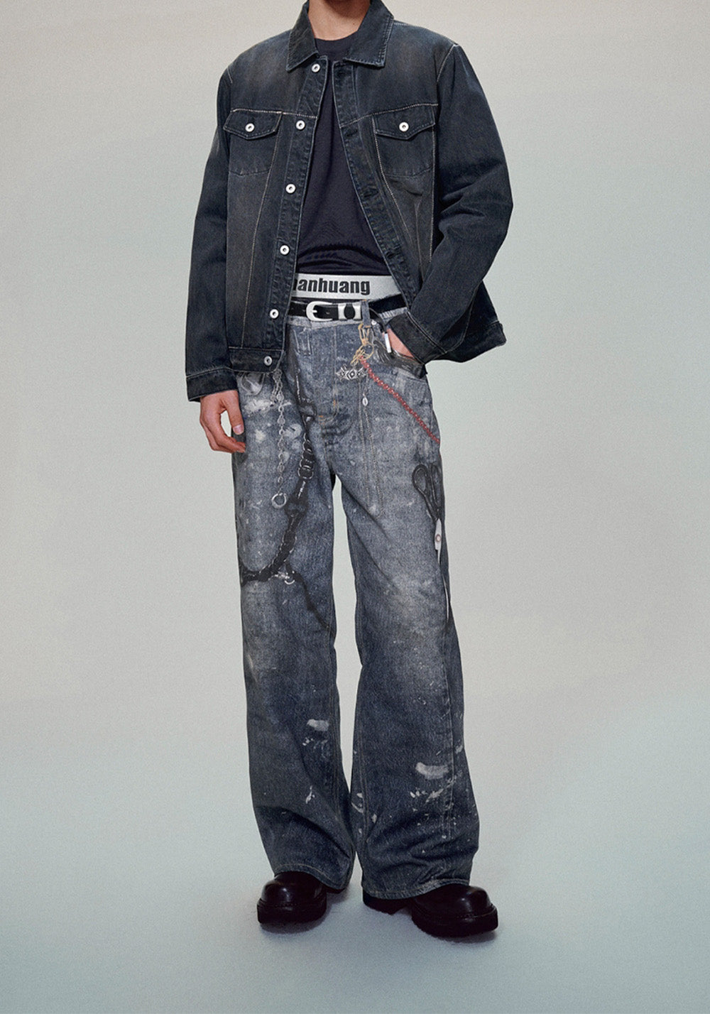 HAONANHUANG丨1981M Baggy Chain Jeans – Digital Print - PSYLOS 1, HAONANHUANG丨1981M Baggy Chain Jeans – Digital Print, Jeans, HAONANHUANG, PSYLOS 1
